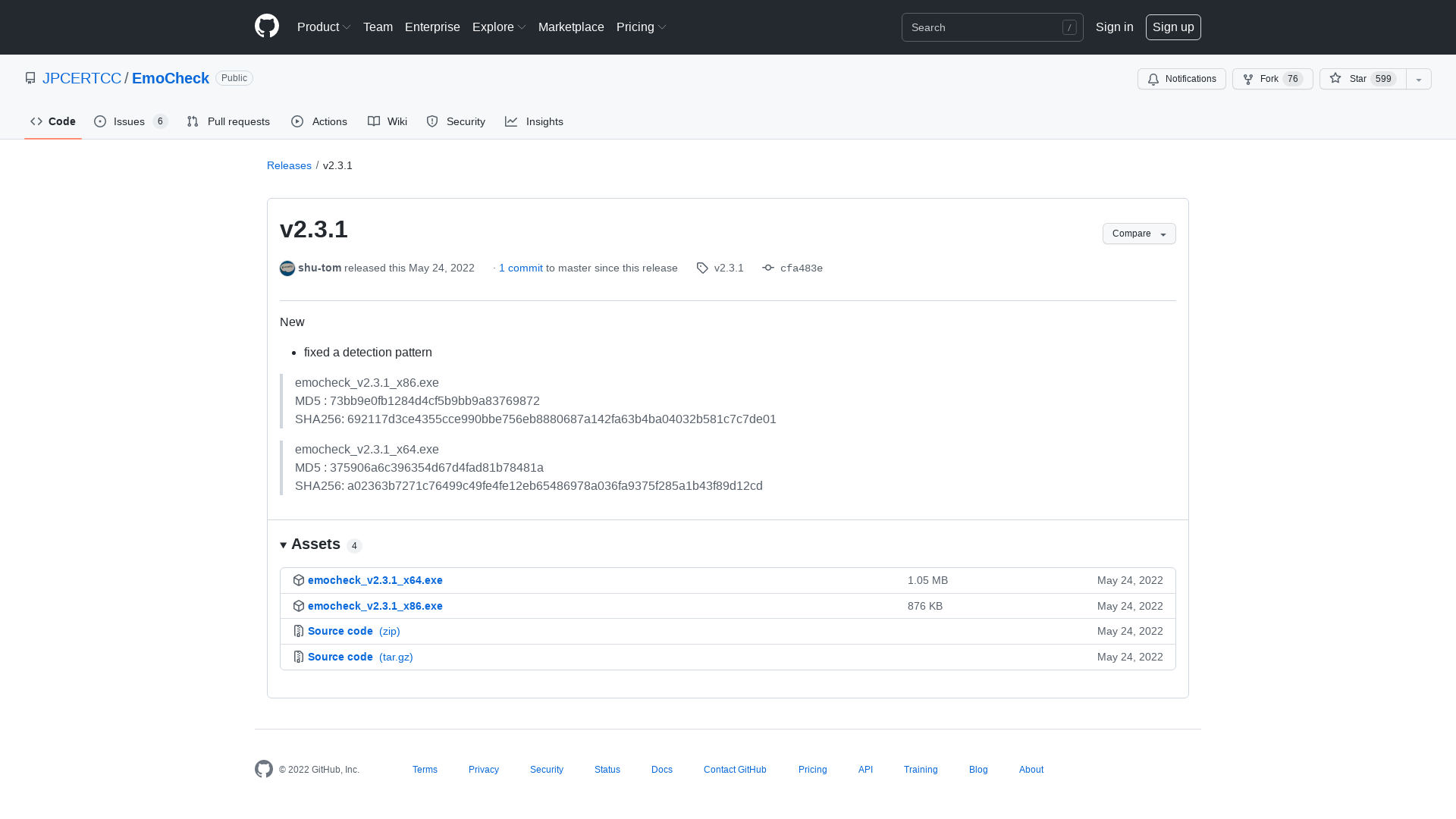 Release v2.3.1 · JPCERTCC/EmoCheck · GitHub