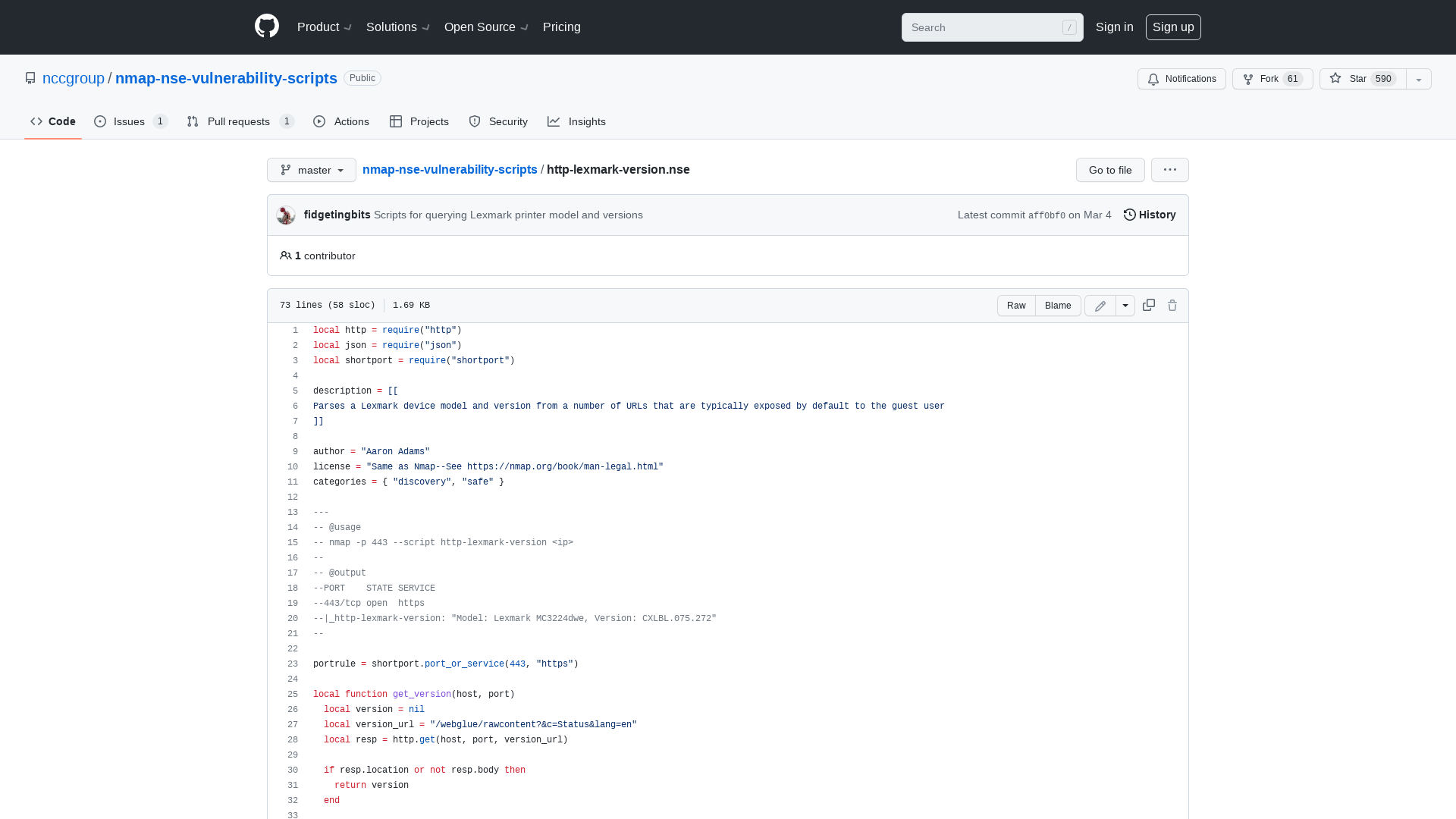 nmap-nse-vulnerability-scripts/http-lexmark-version.nse at master · nccgroup/nmap-nse-vulnerability-scripts · GitHub