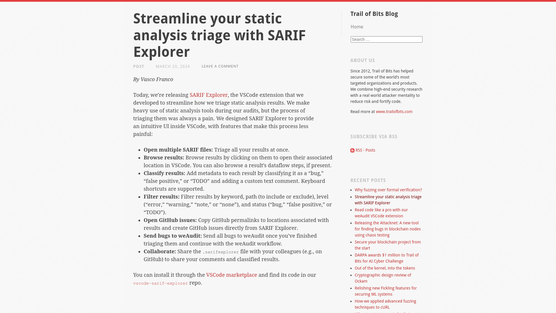 Streamline your static analysis triage with SARIF Explorer | Trail of Bits Blog