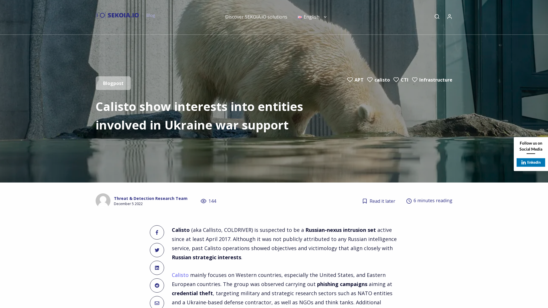 Calisto show interests into entities involved in Ukraine war support