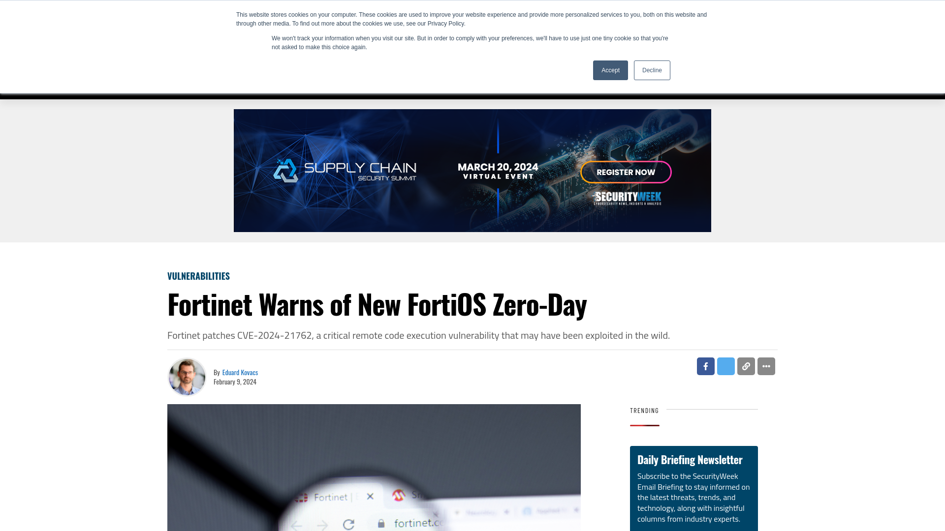 Fortinet Warns of New FortiOS Zero-Day - SecurityWeek