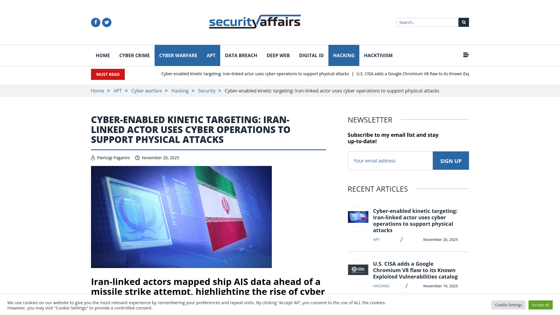 Cyber-enabled kinetic targeting: Iran-linked actor uses cyber operations to support physical attacks