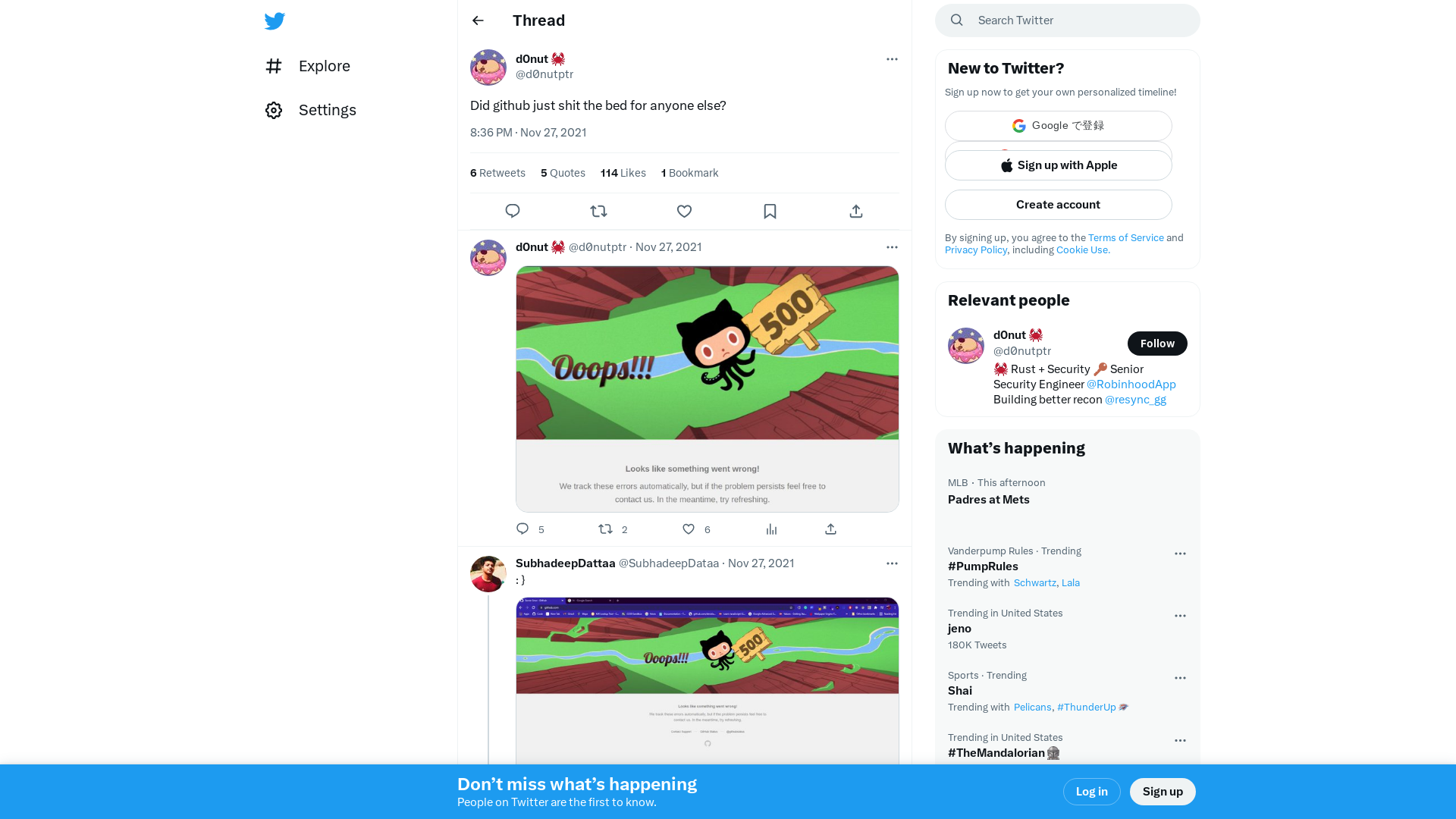 d0nut 🦀 on Twitter: "Did github just shit the bed for anyone else?" / Twitter