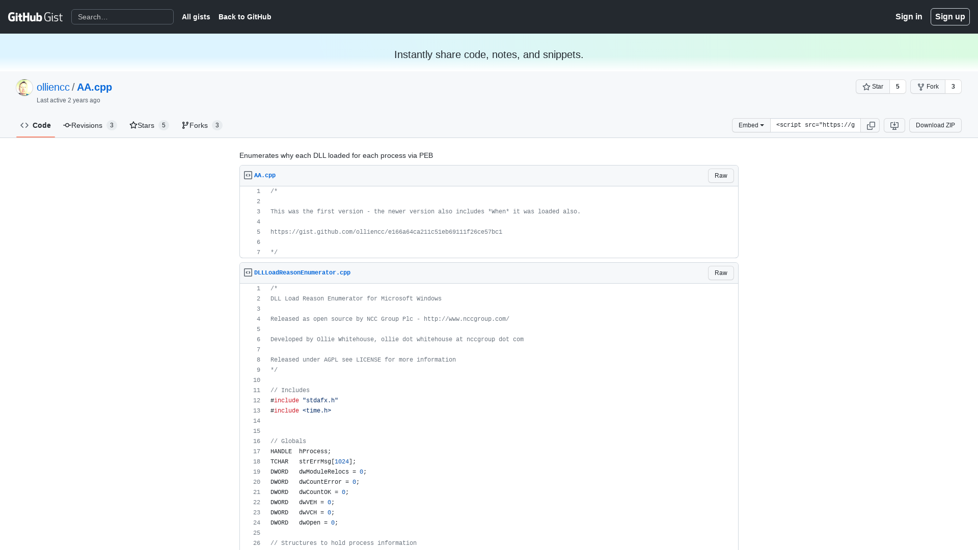 Enumerates why each DLL loaded for each process via PEB · GitHub
