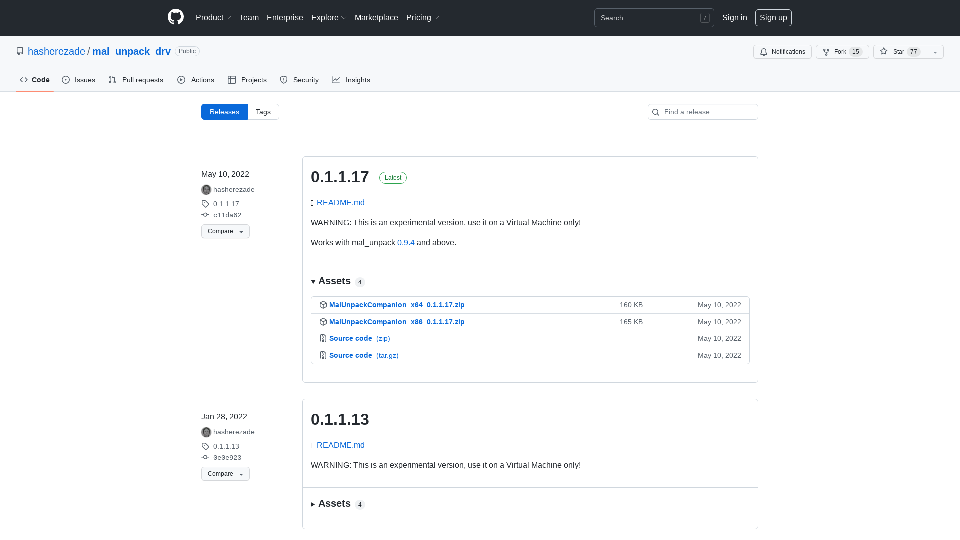 Releases · hasherezade/mal_unpack_drv · GitHub