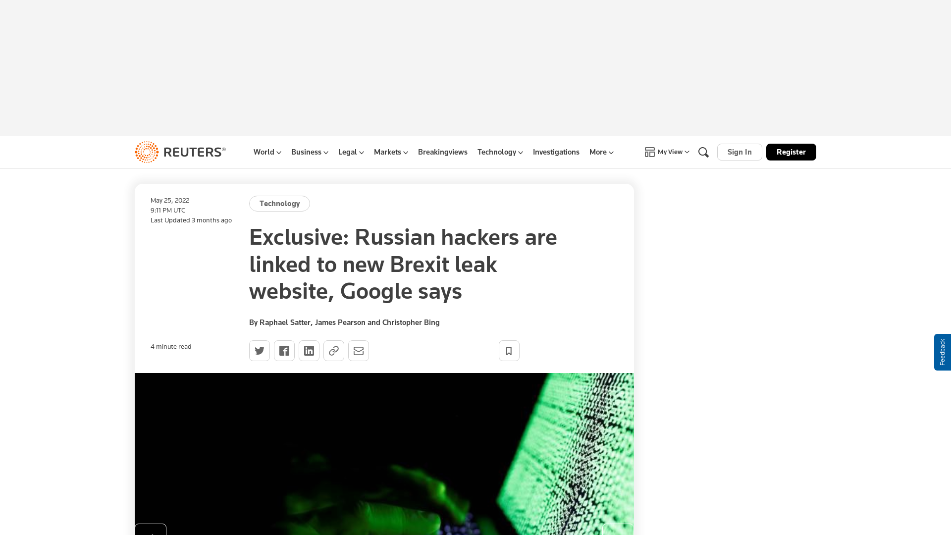 Exclusive: Russian hackers are linked to new Brexit leak website, Google says | Reuters