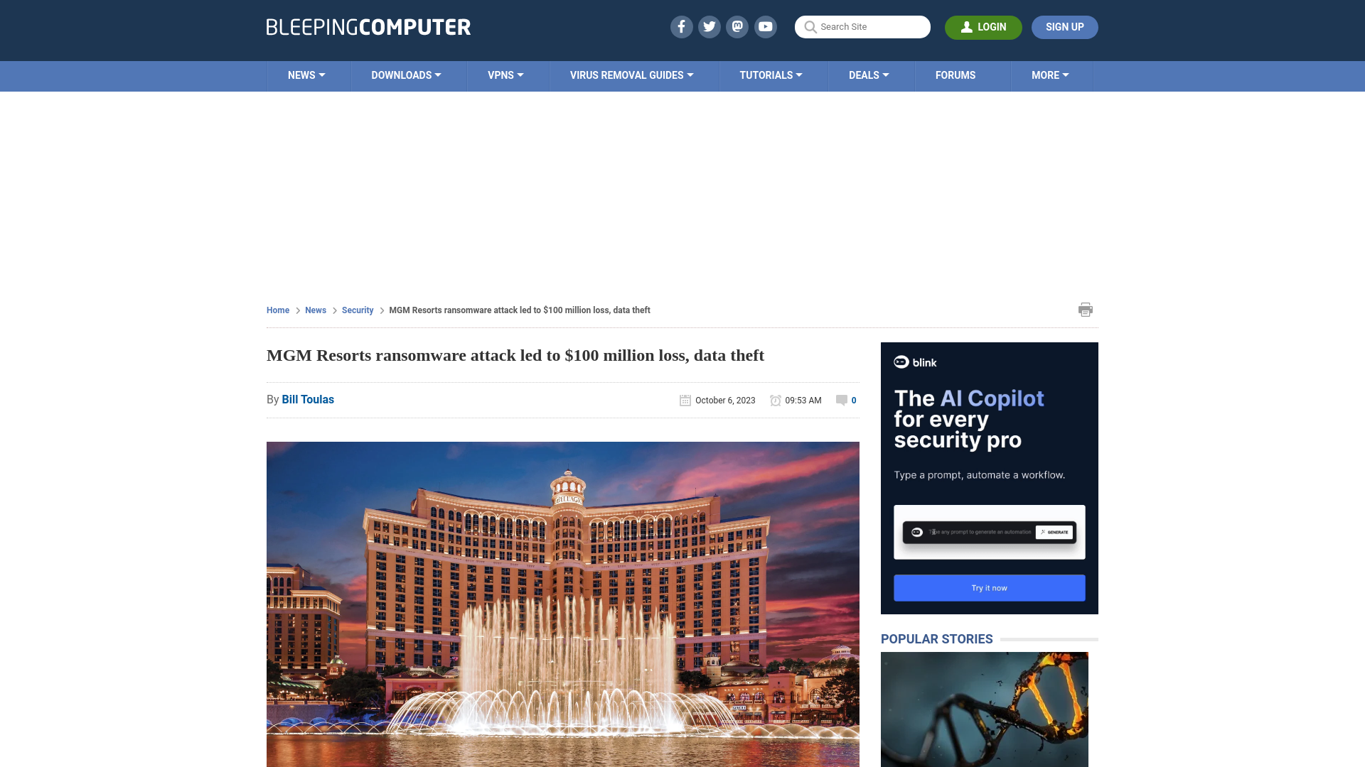 MGM Resorts ransomware attack led to $100 million loss, data theft