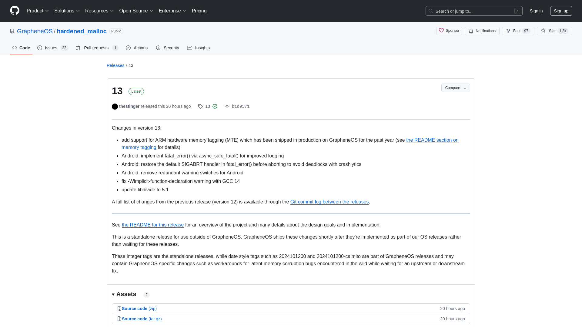 Release 13 · GrapheneOS/hardened_malloc · GitHub