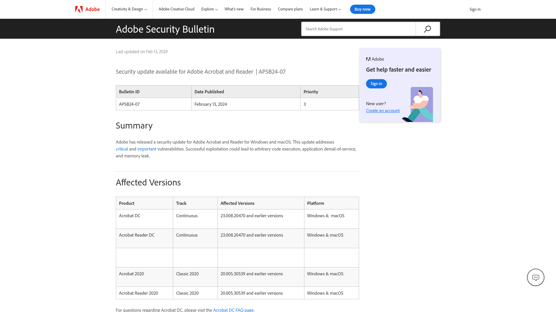 Adobe Security Bulletin