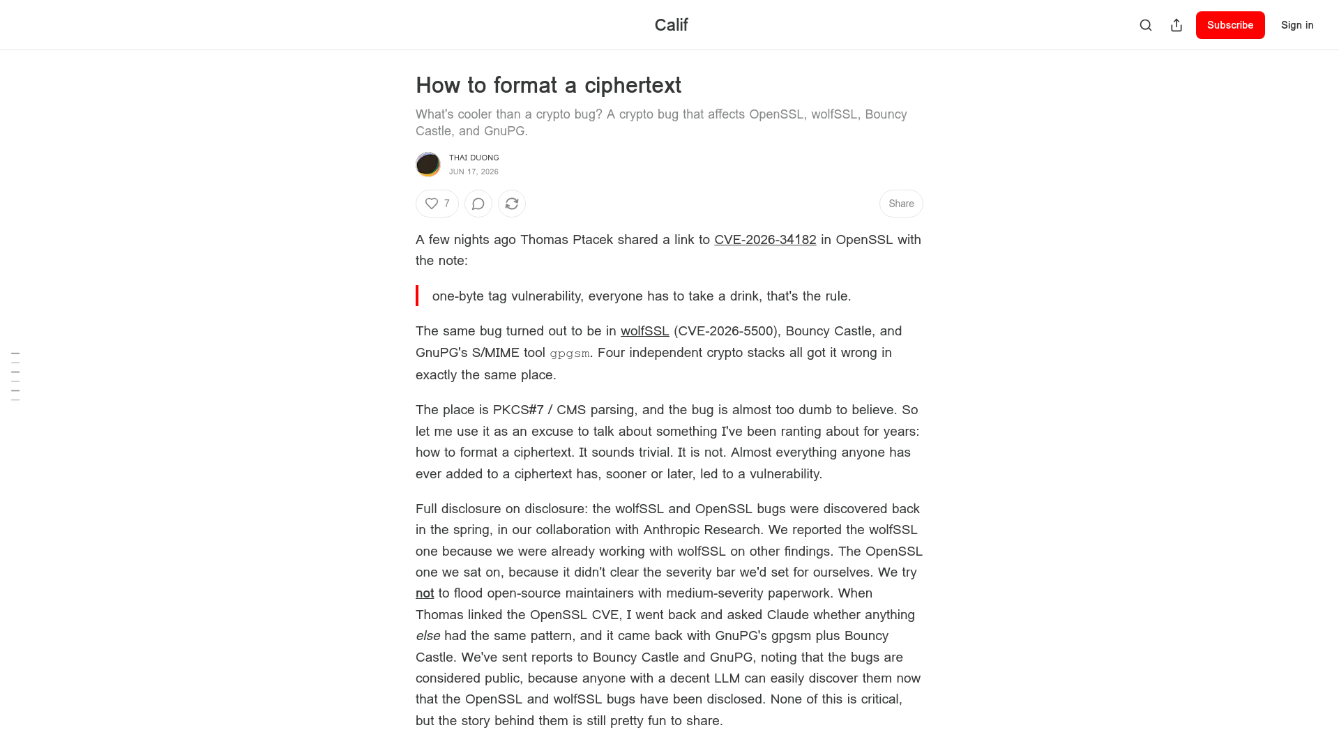 How to format a ciphertext - by Thai Duong - Calif