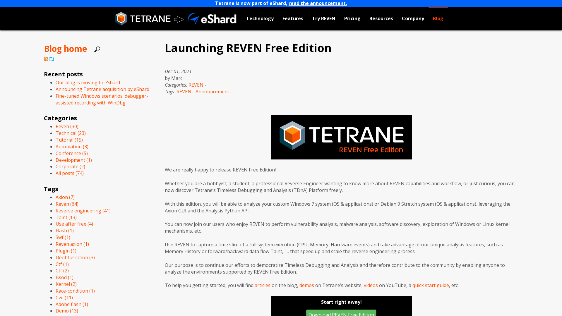 Tetrane - Automated Reverse Engineering Platform