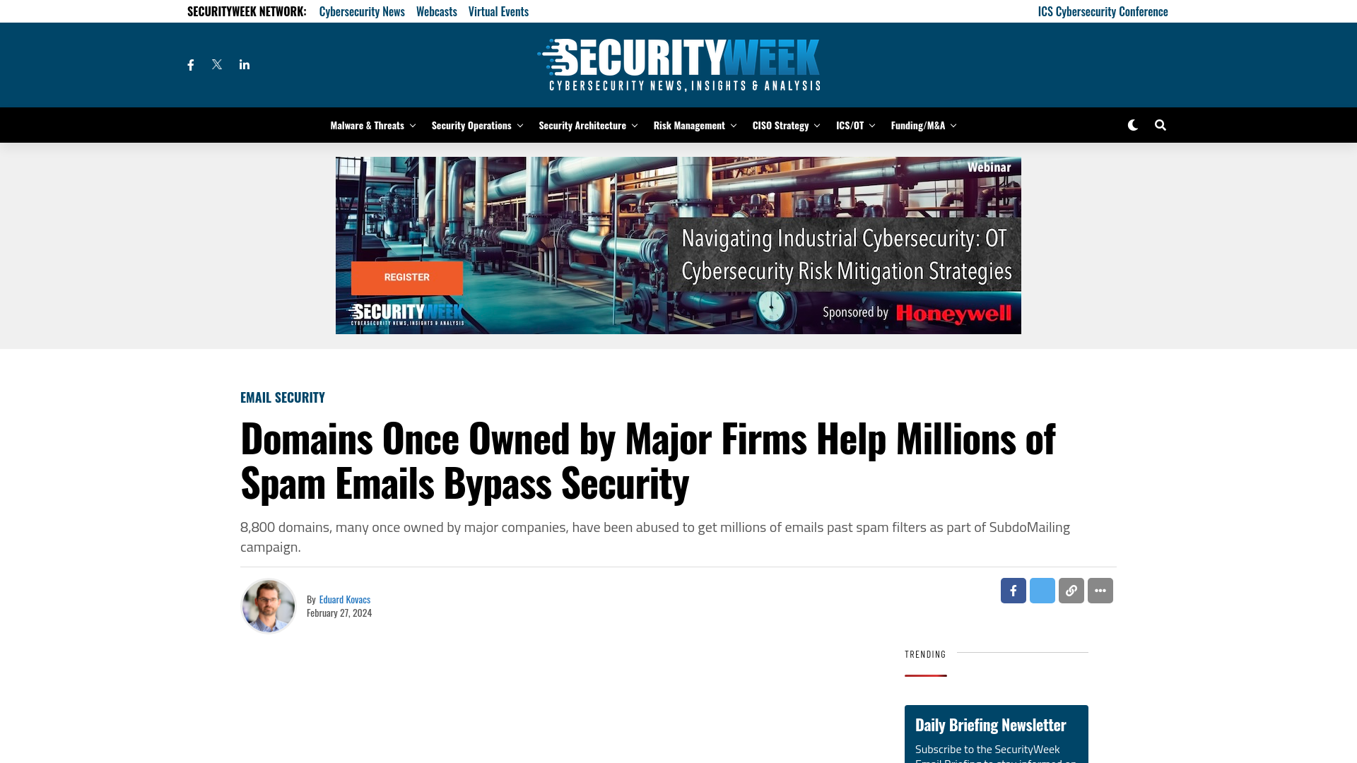 Domains Once Owned by Major Firms Help Millions of Spam Emails Bypass Security - SecurityWeek