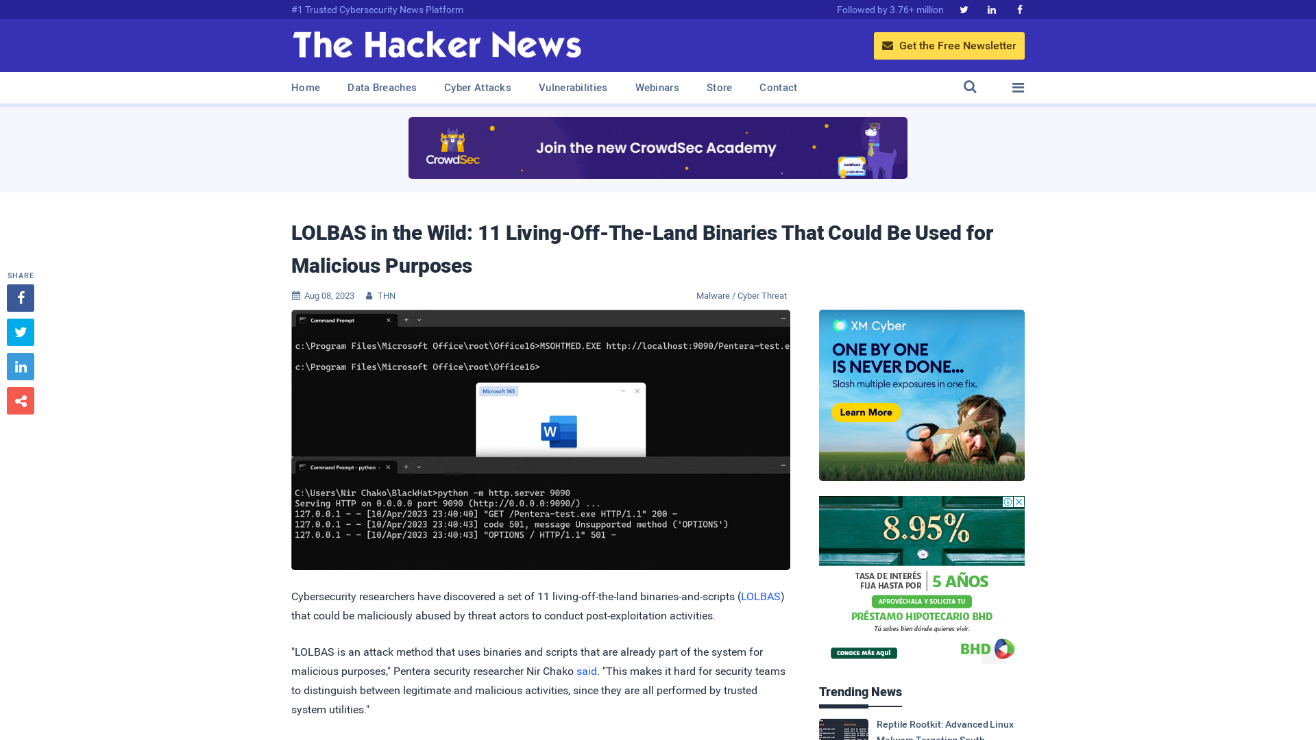 LOLBAS in the Wild: 11 Living-Off-The-Land Binaries That Could Be Used for Malicious Purposes