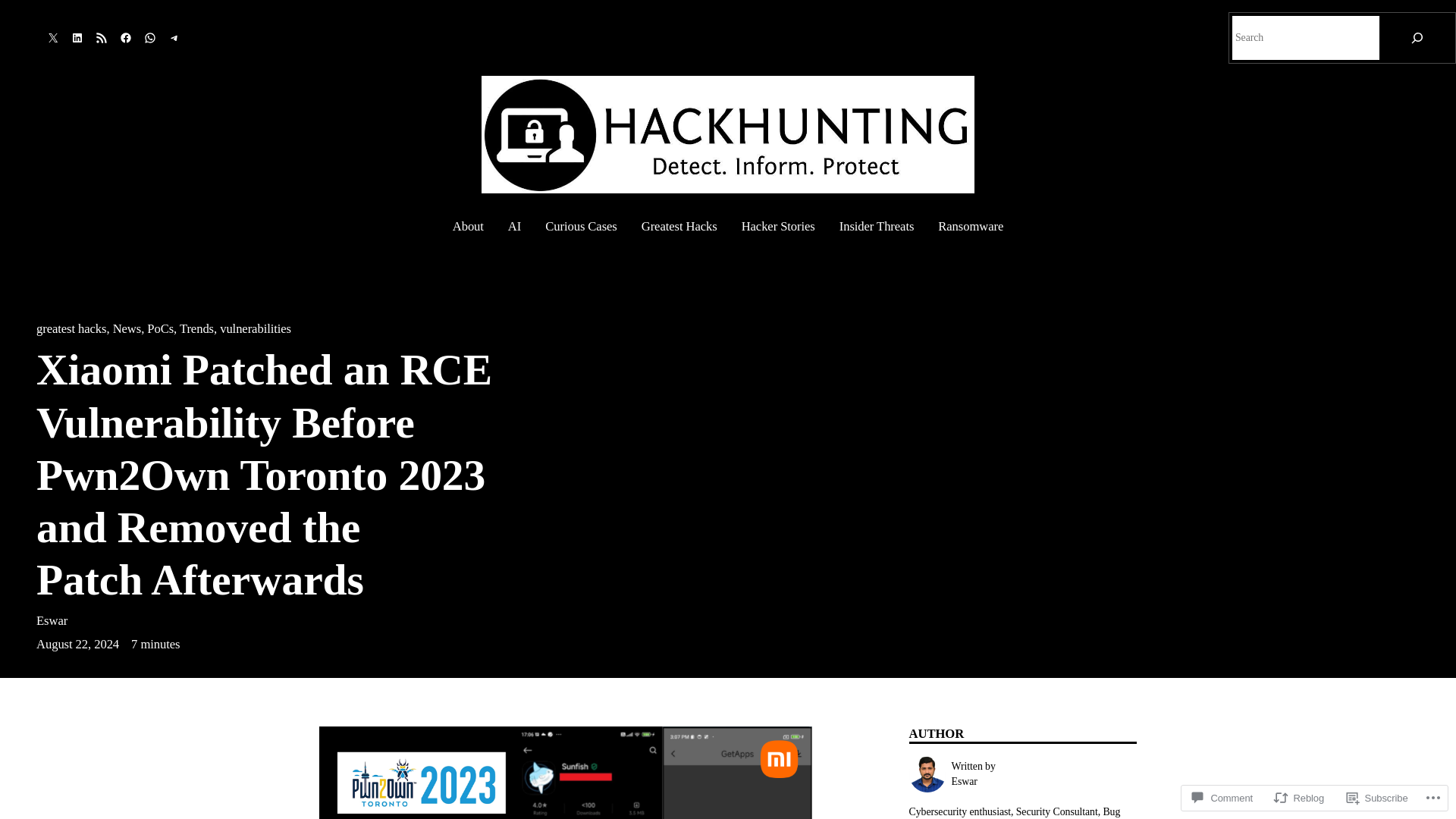 Xiaomi Patched an RCE Vulnerability Before Pwn2Own Toronto 2023 and Removed the Patch Afterwards – HACKHUNTING