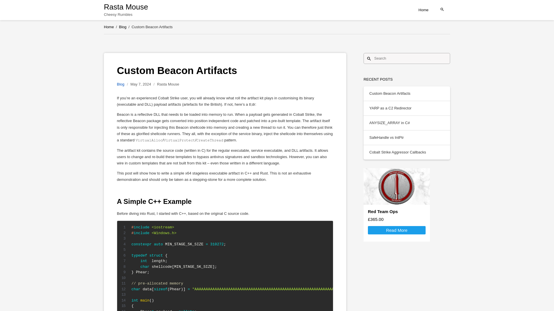 Custom Beacon Artifacts – Rasta Mouse