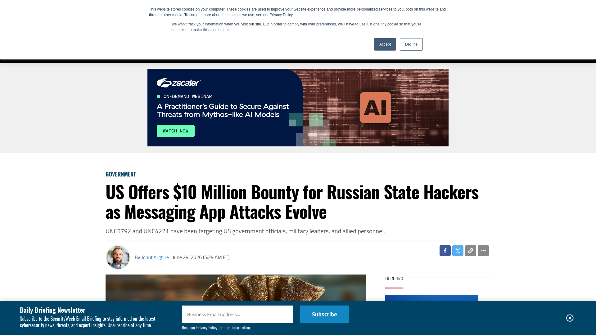 US Offers $10 Million Bounty for Russian State Hackers as Messaging App Attacks Evolve - SecurityWeek