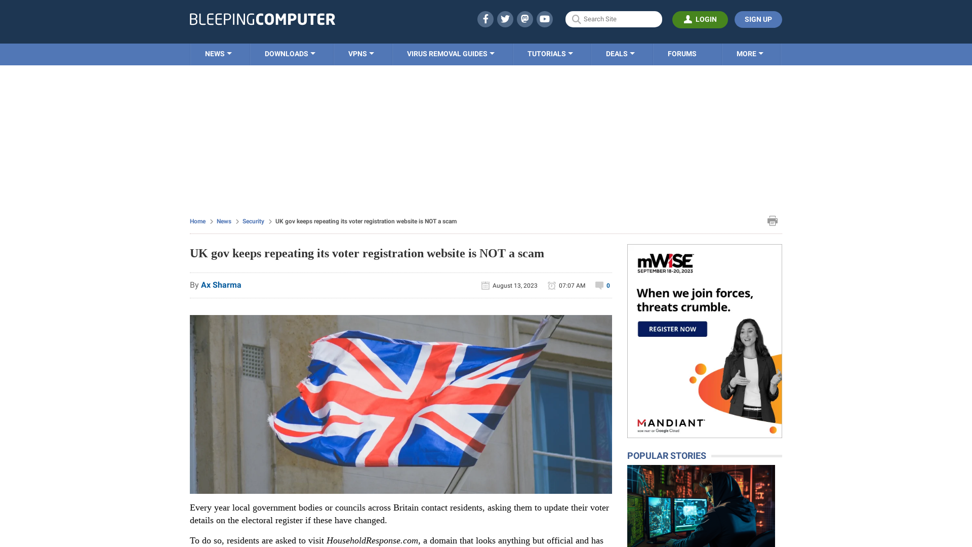 UK gov keeps repeating its voter registration website is NOT a scam