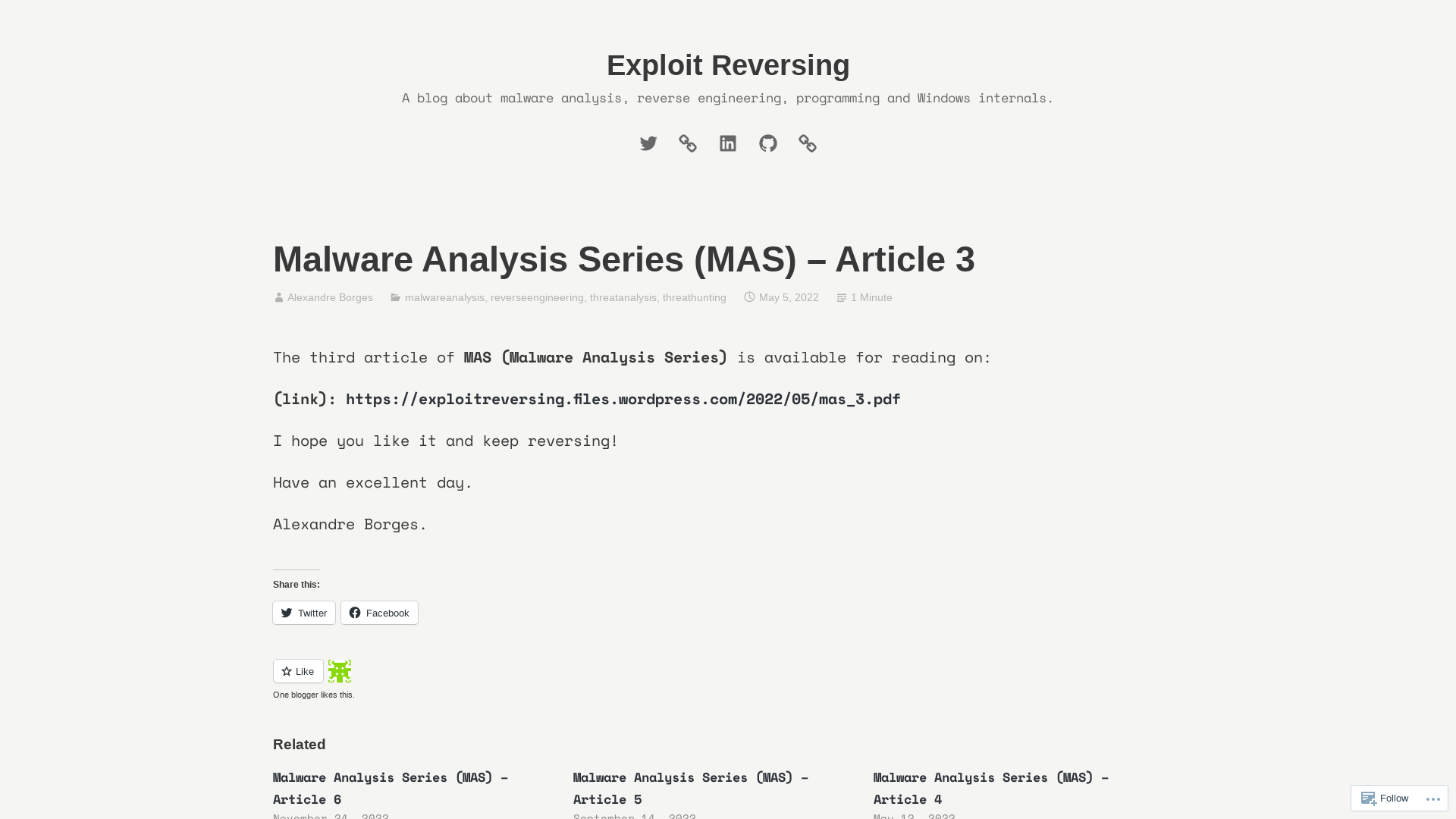 Malware Analysis Series (MAS) – Article 3 – Exploit Reversing