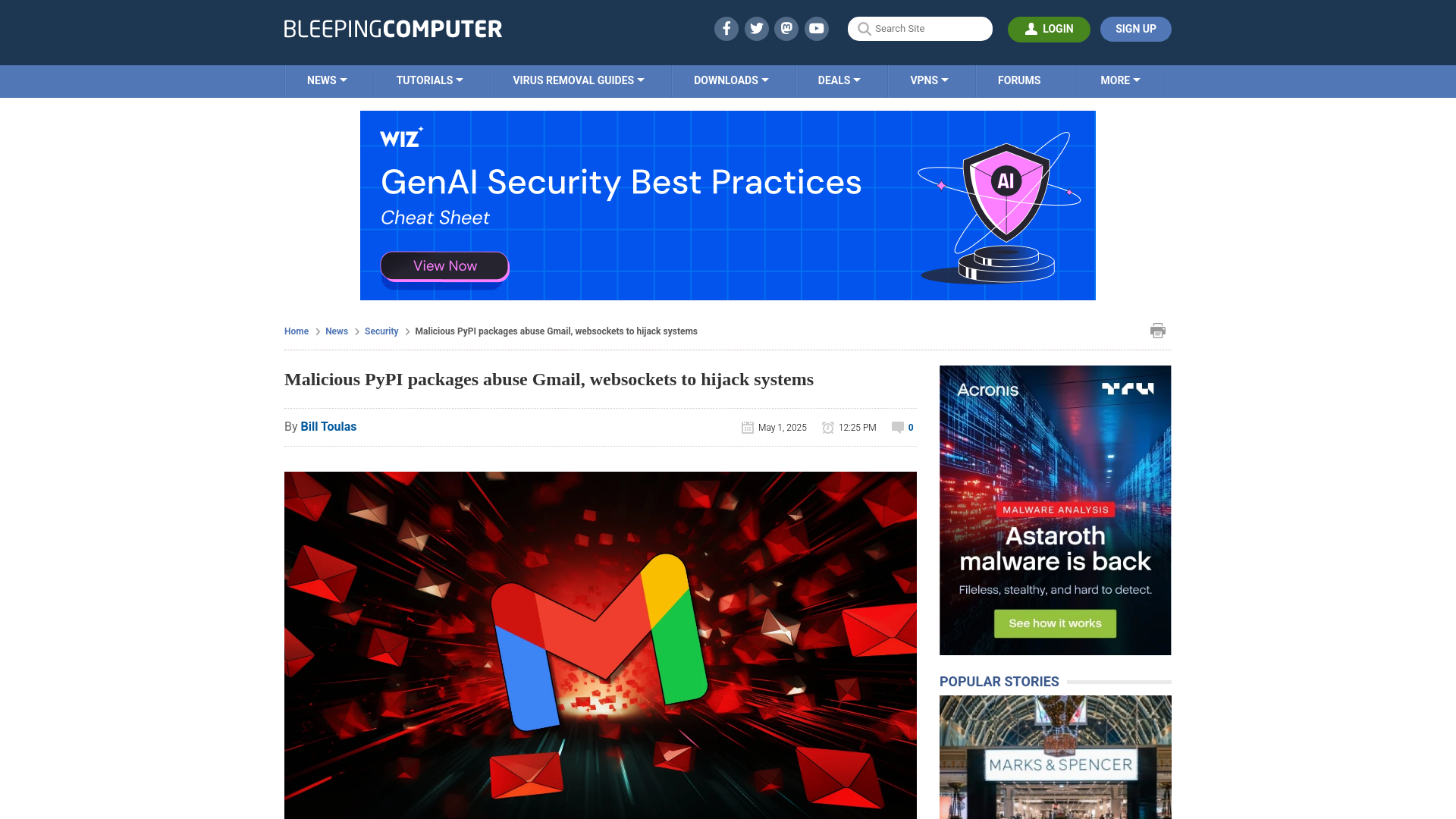 Malicious PyPI packages abuse Gmail, websockets to hijack systems