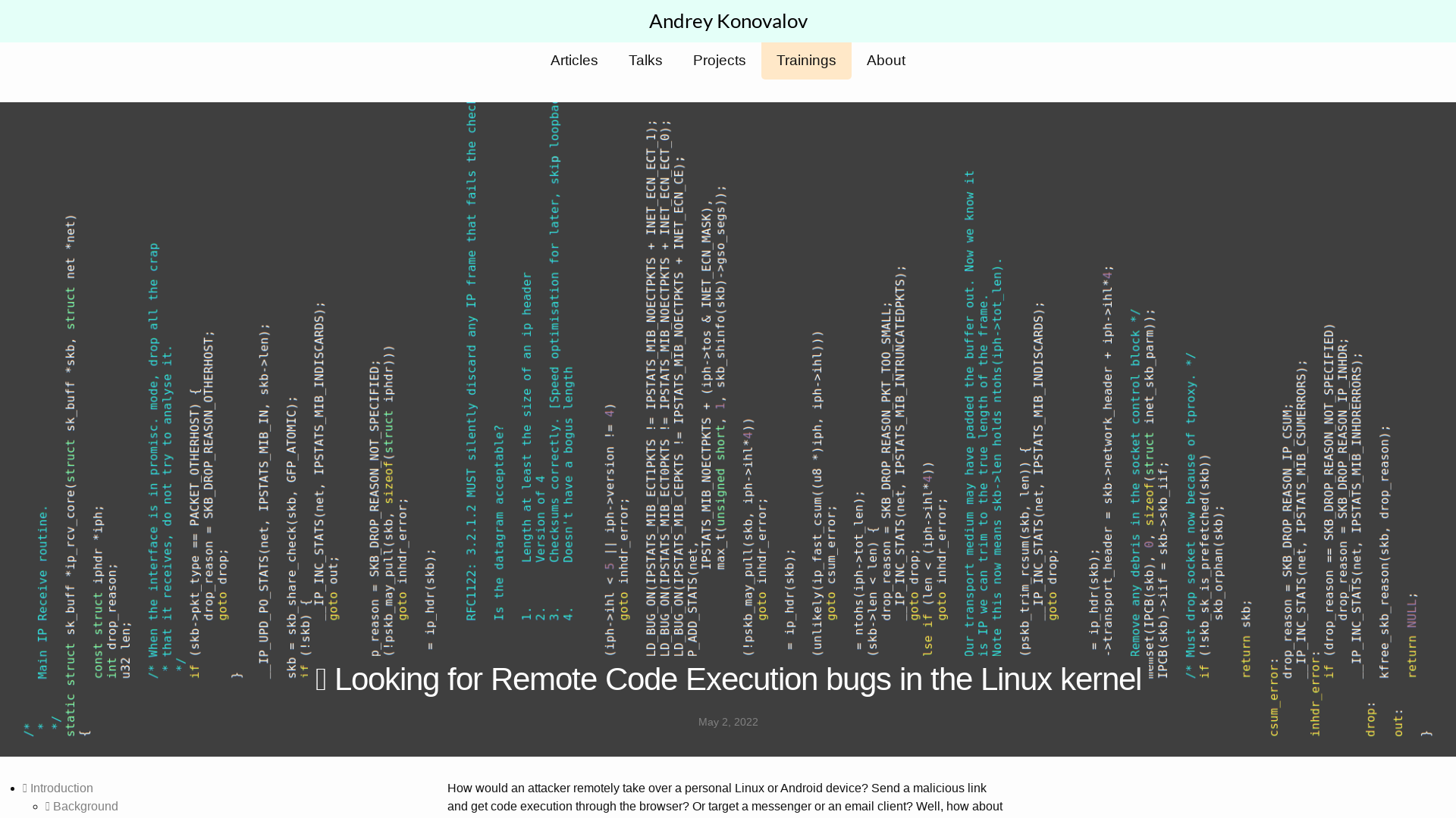 🔍 Looking for Remote Code Execution bugs in the Linux kernel | Andrey Konovalov