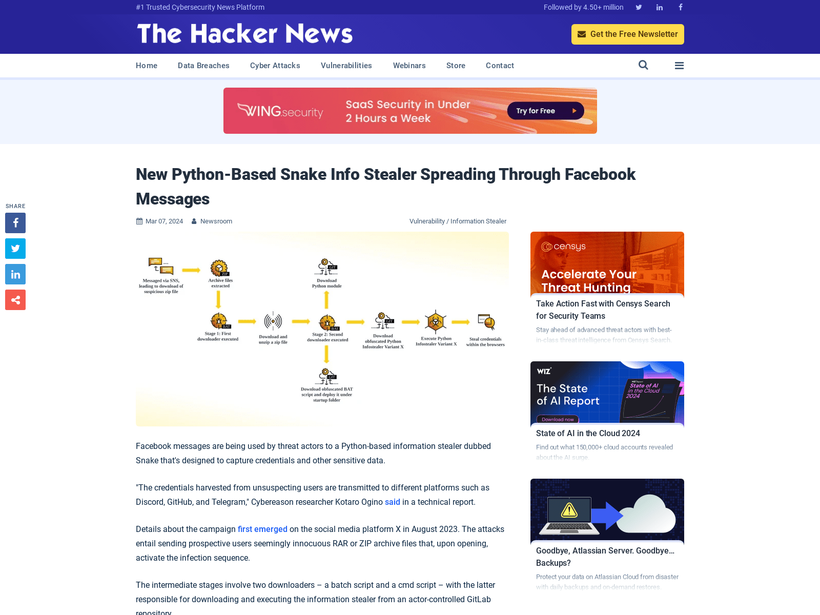 New Python-Based Snake Info Stealer Spreading Through Facebook Messages