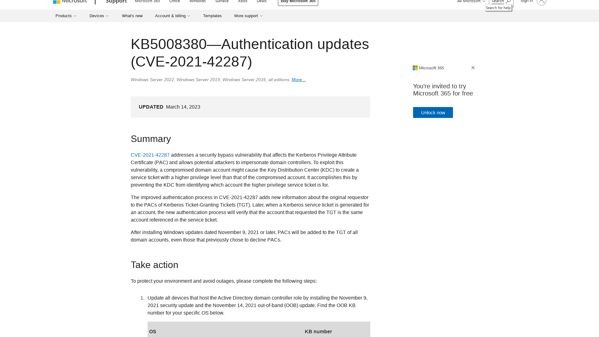 KB5008380—Authentication updates (CVE-2021-42287) - Microsoft Support