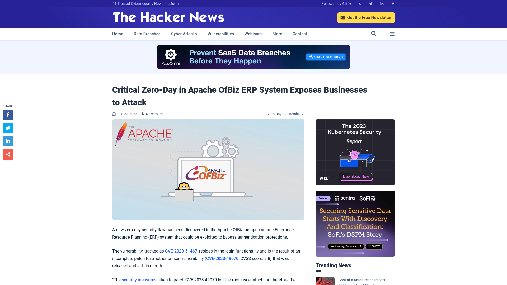 Critical Zero-Day in Apache OfBiz ERP System Exposes Businesses to Attack