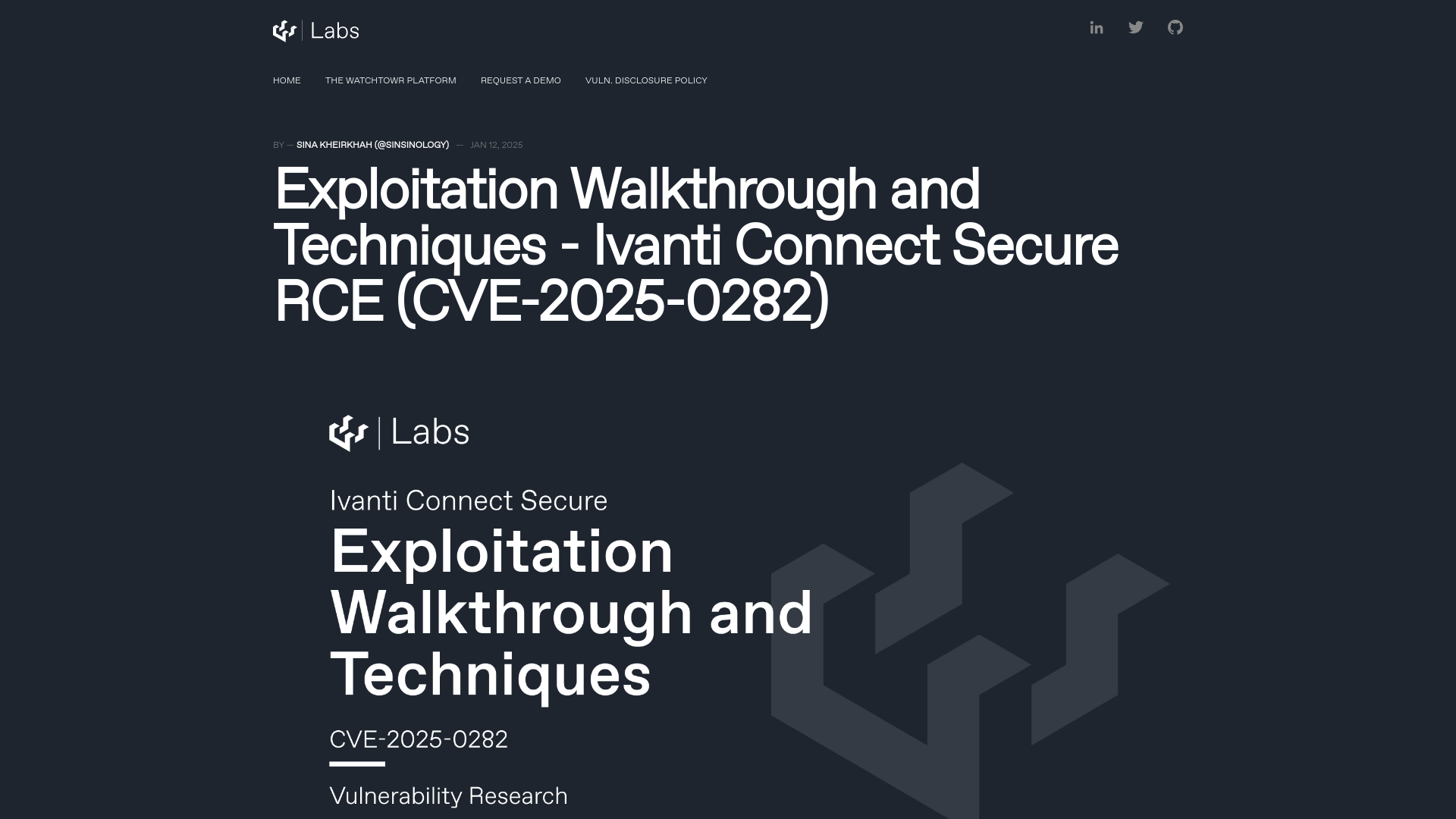 Exploitation Walkthrough and Techniques - Ivanti Connect Secure RCE (CVE-2025-0282)