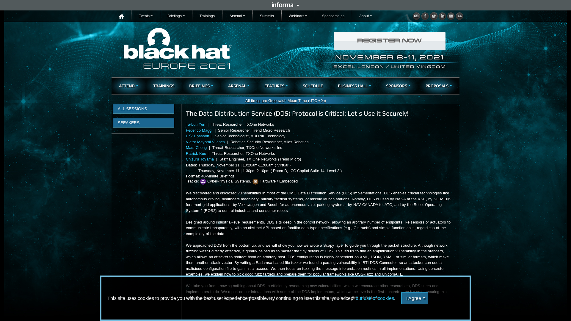 The Data Distribution Service (DDS) Protocol is Critical: Let's Use it Securely! - Black Hat Europe 2021 | Briefings Schedule