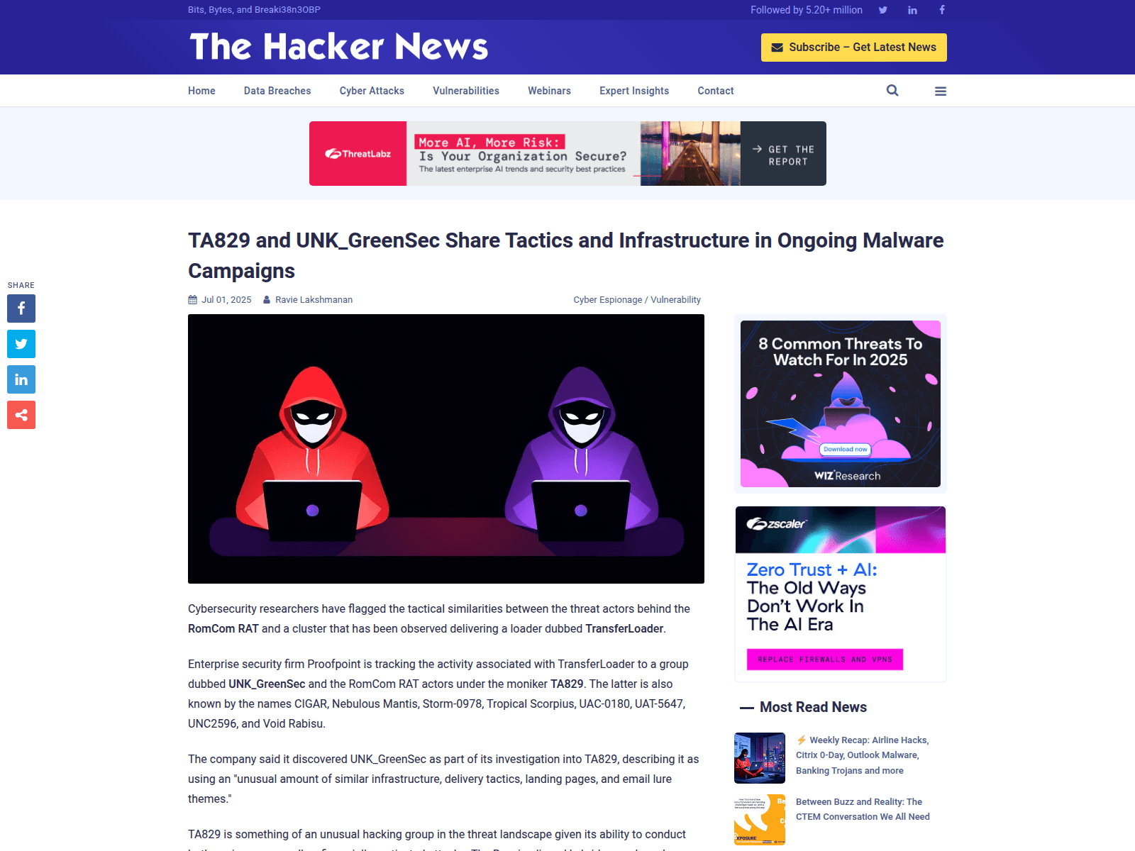 TA829 and UNK_GreenSec Share Tactics and Infrastructure in Ongoing Malware Campaigns