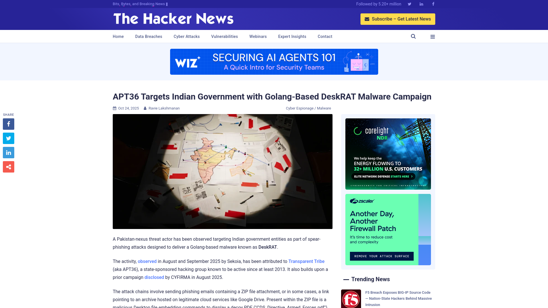APT36 Targets Indian Government with Golang-Based DeskRAT Malware Campaign