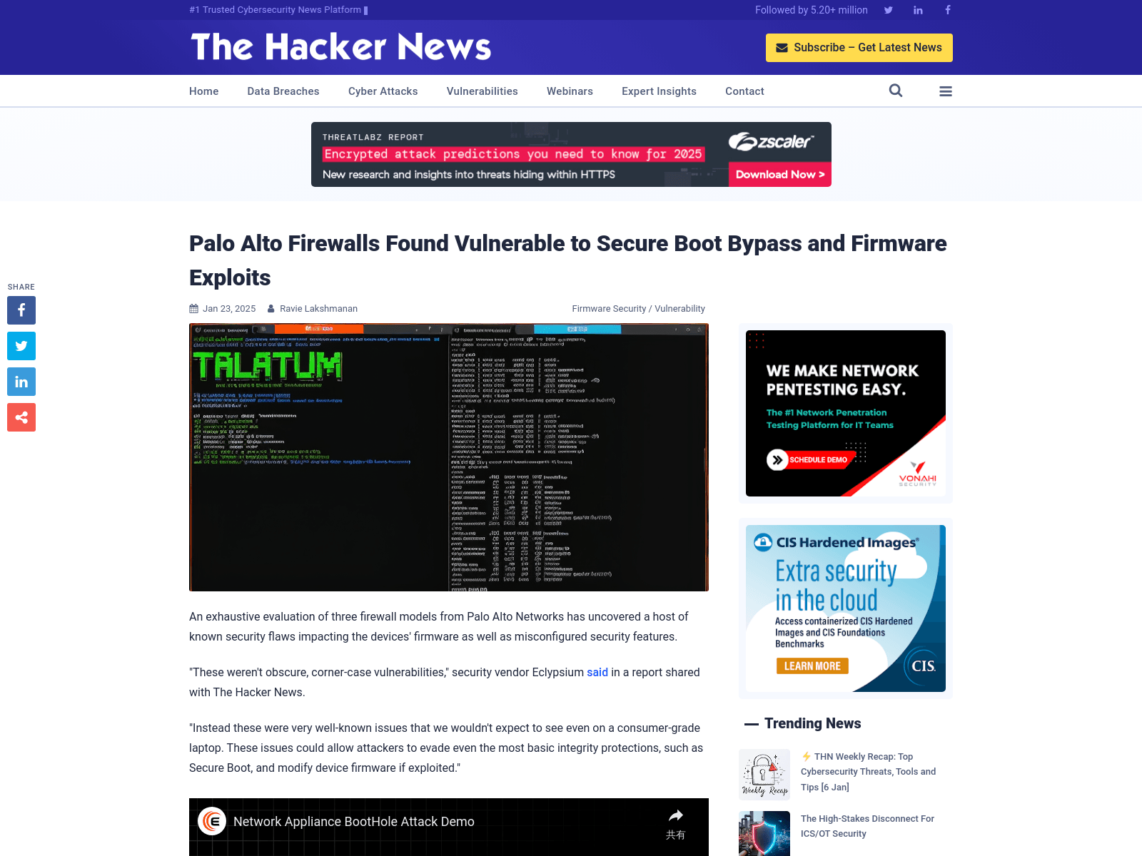 Palo Alto Firewalls Found Vulnerable to Secure Boot Bypass and Firmware Exploits