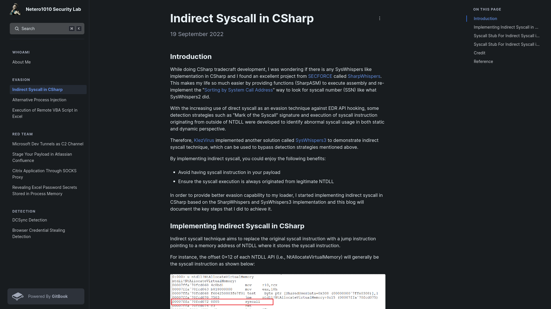 Indirect Syscall in CSharp - Netero1010 Security Lab