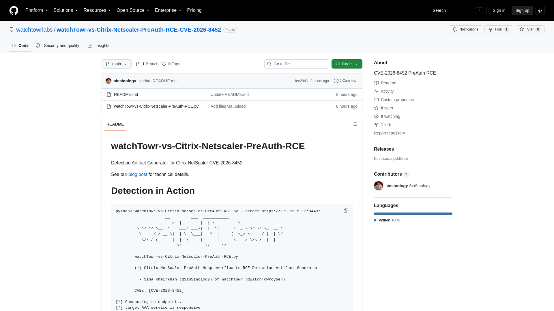 GitHub - watchtowrlabs/watchTowr-vs-Citrix-Netscaler-PreAuth-RCE-CVE-2026-8452: CVE-2026-8452 PreAuth RCE · GitHub