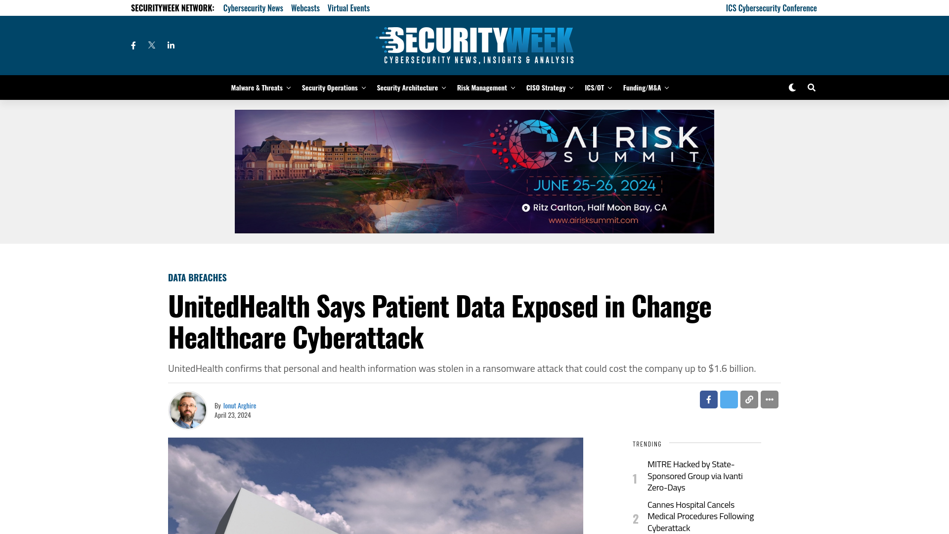 UnitedHealth Says Patient Data Exposed in Change Healthcare Cyberattack - SecurityWeek