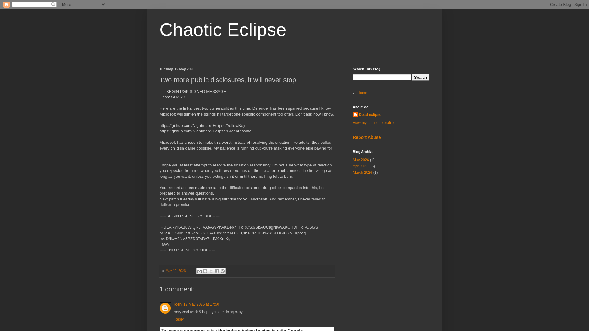 Chaotic Eclipse: Two more public disclosures, it will never stop