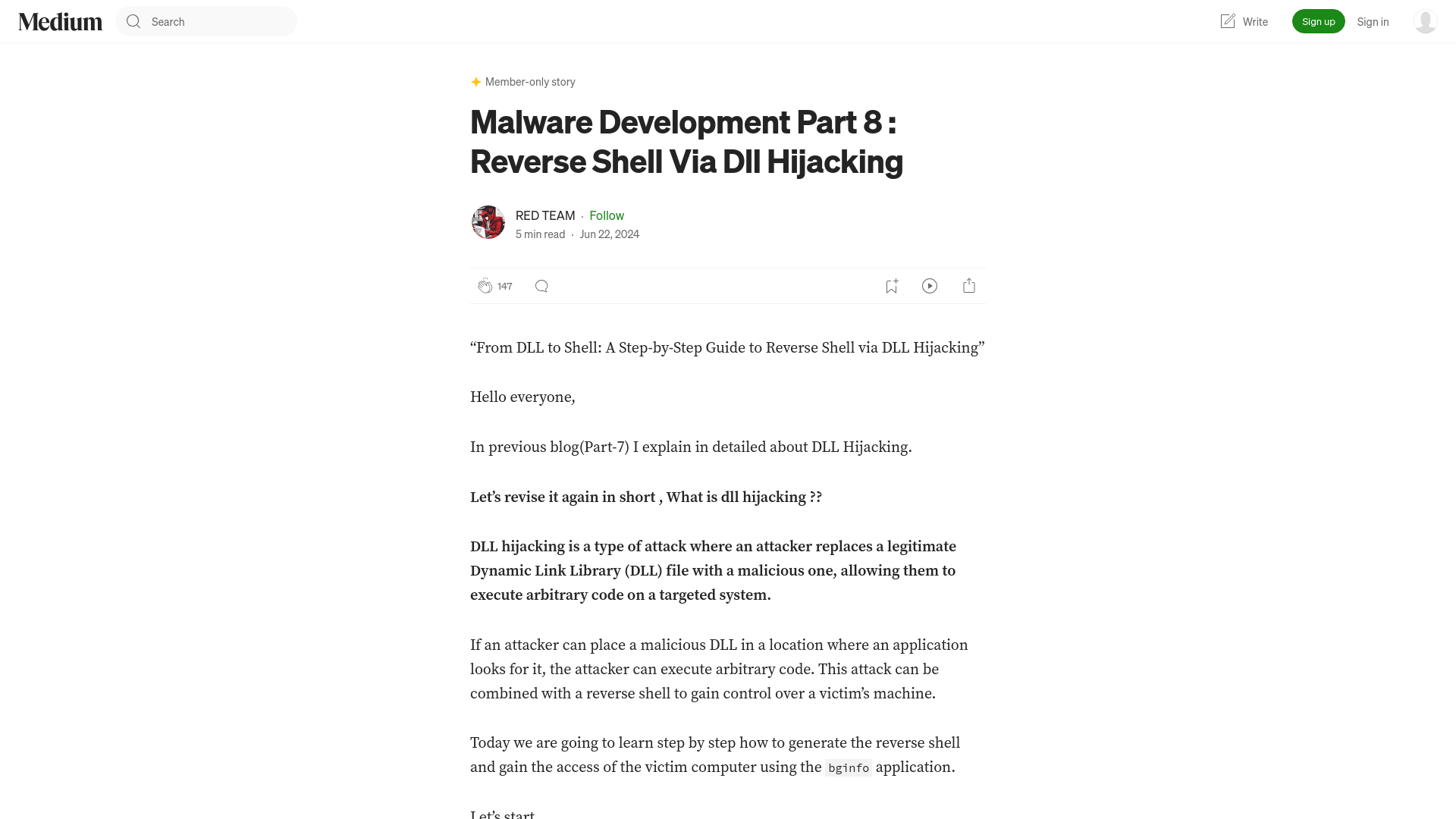 Malware Development Part 8 : Reverse Shell Via Dll Hijacking | by RED TEAM | Medium