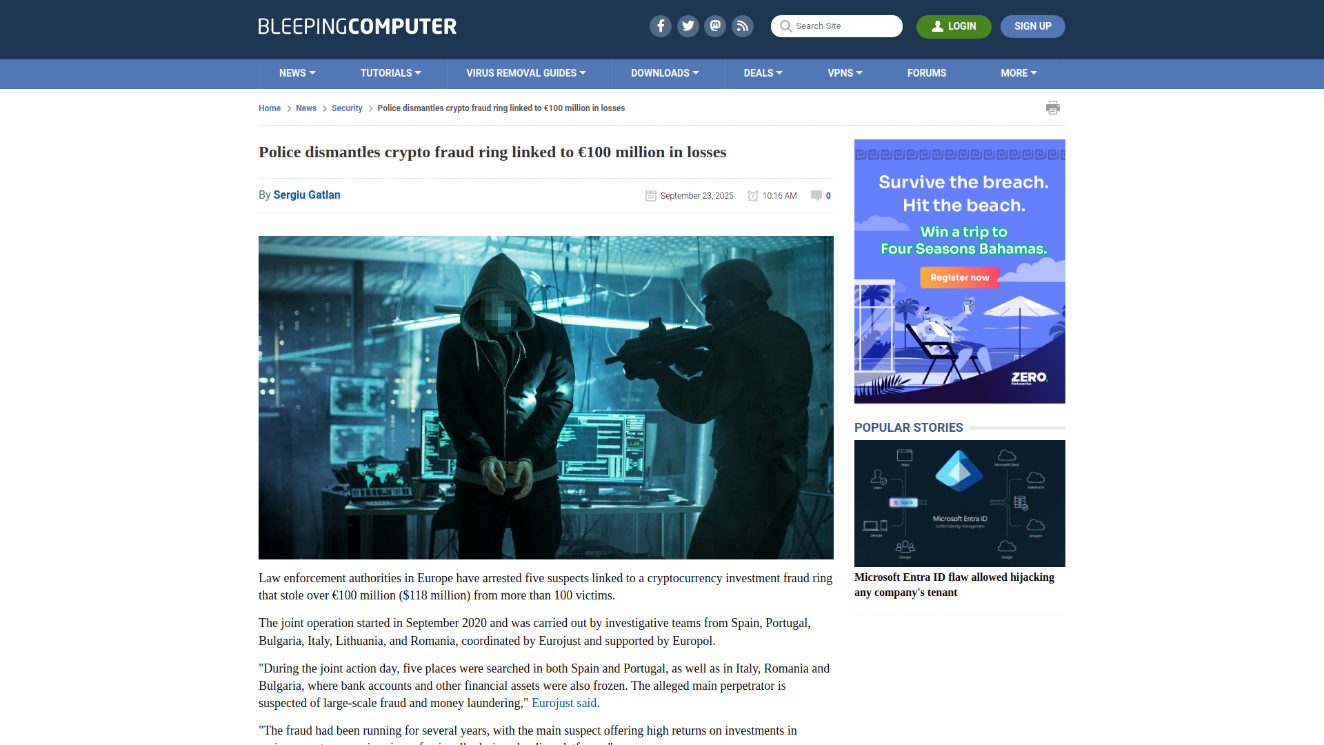 Police dismantles crypto fraud ring linked to €100 million in losses