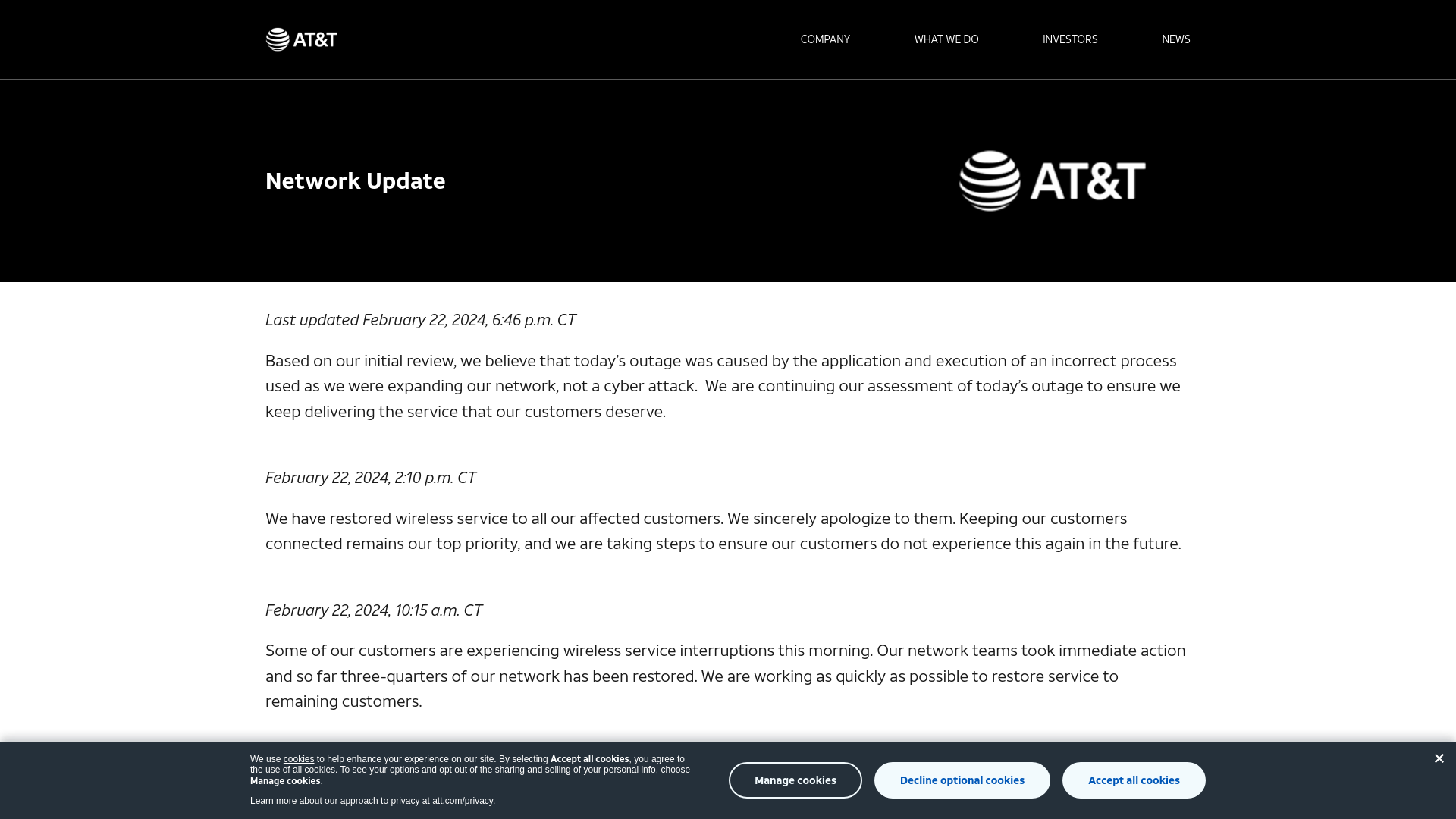 AT&T Network Update