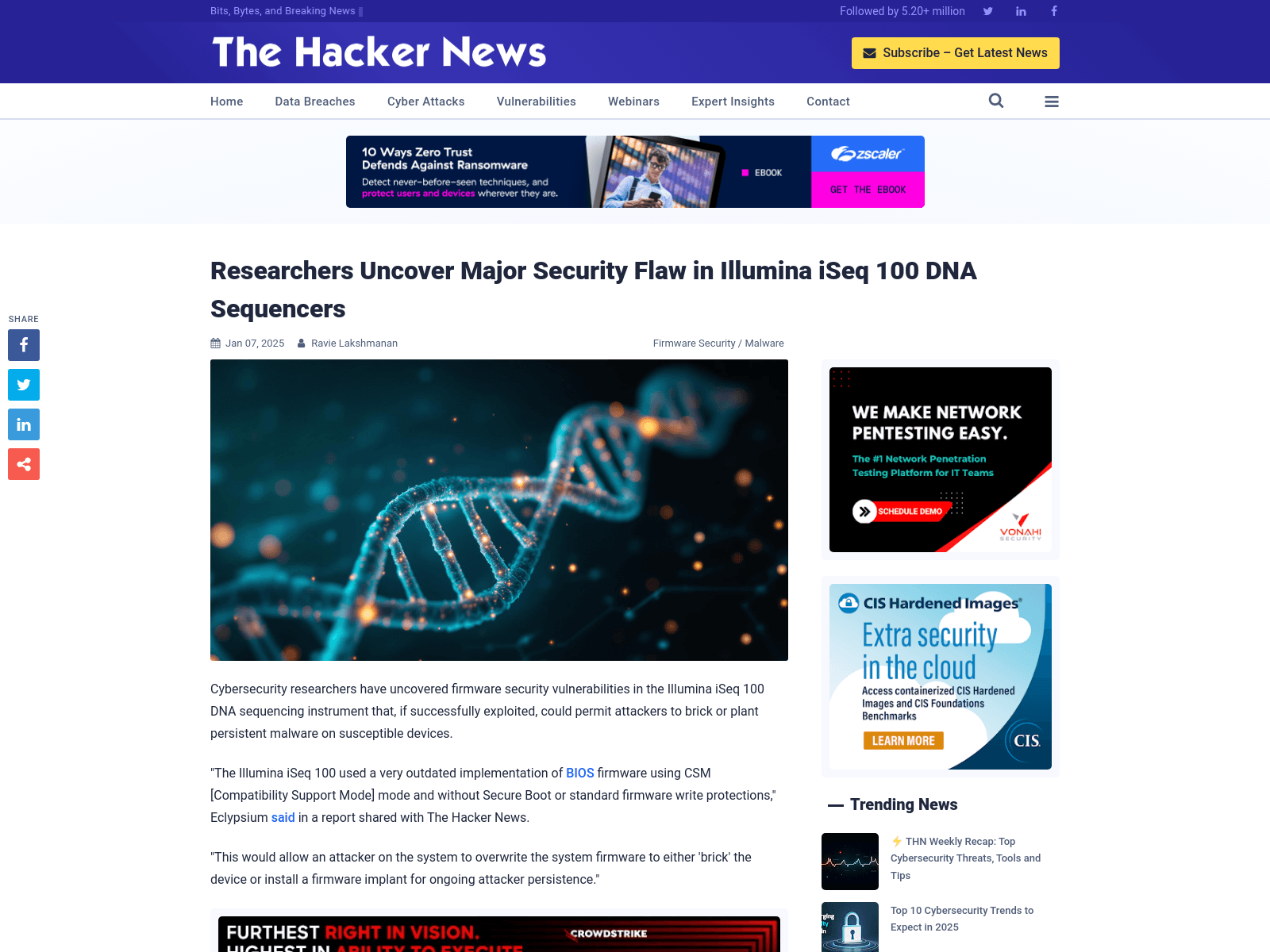 Researchers Uncover Major Security Flaw in Illumina iSeq 100 DNA Sequencers