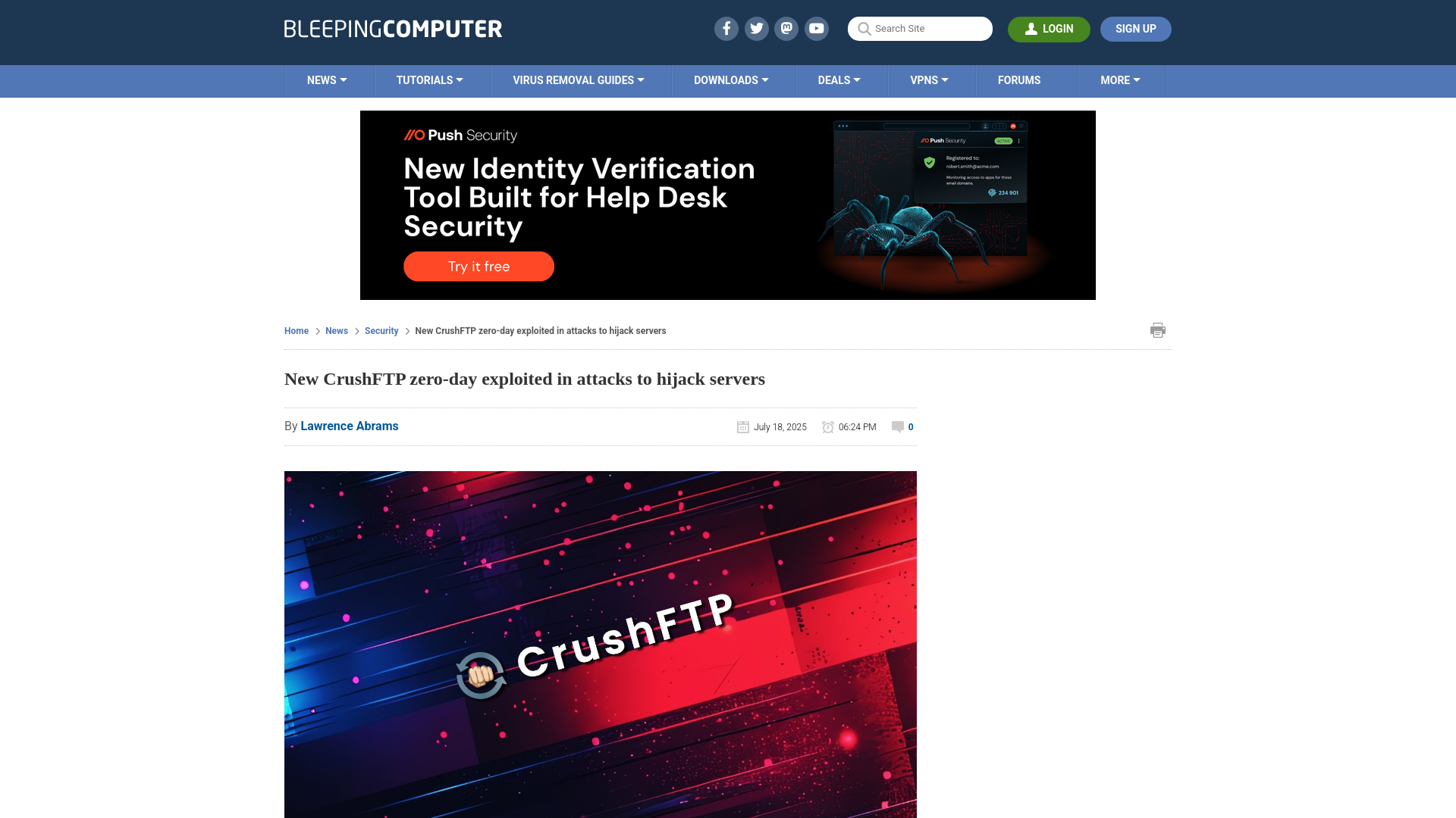 New CrushFTP zero-day exploited in attacks to hijack servers