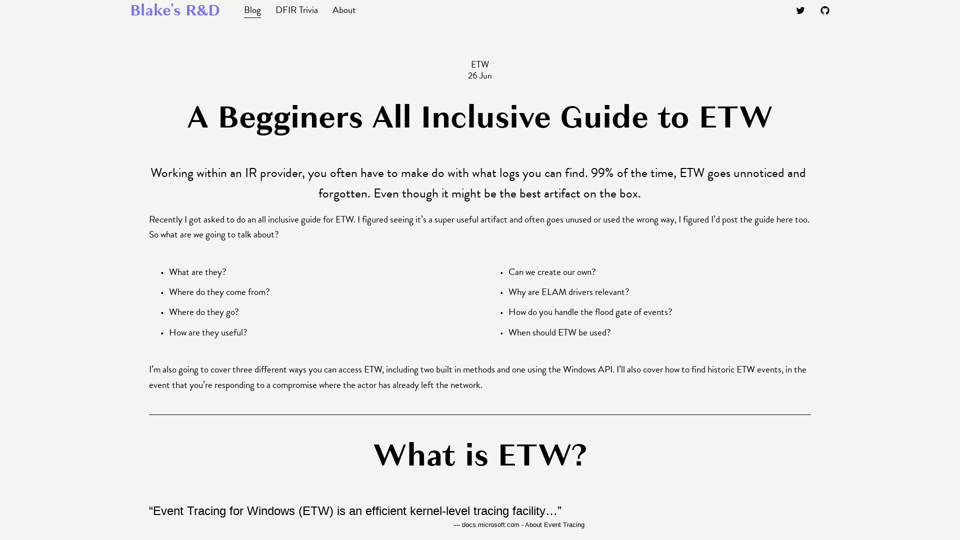 A Begginers All Inclusive Guide to ETW — Blake's R&D