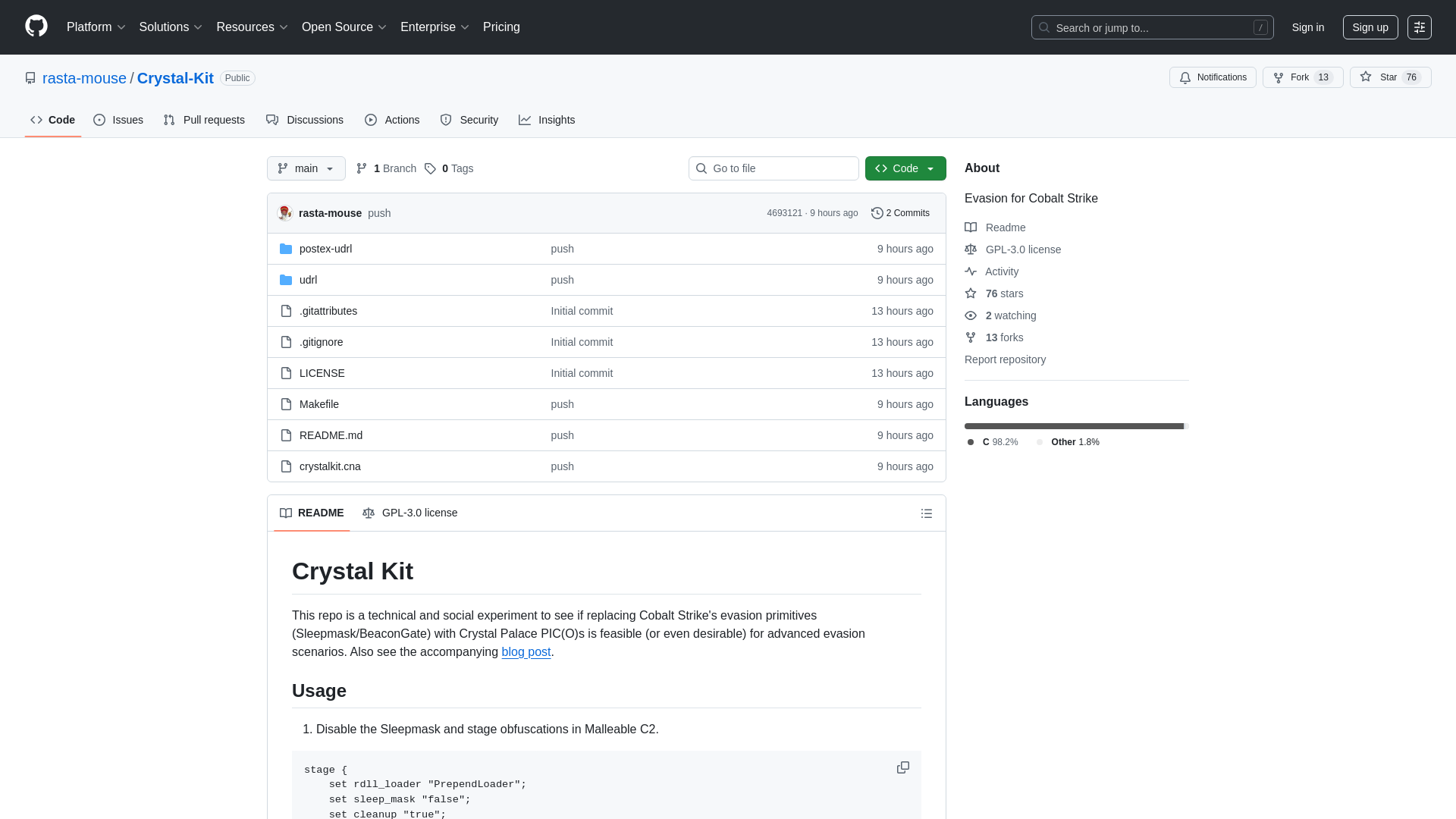 GitHub - rasta-mouse/Crystal-Kit: Evasion for Cobalt Strike