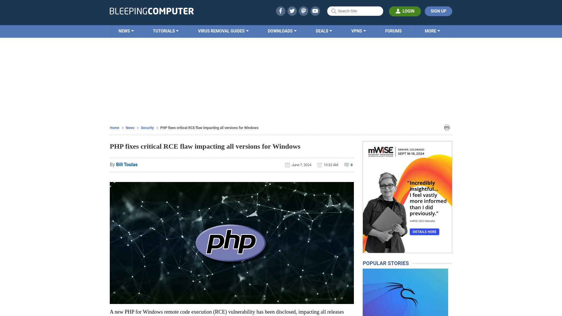 PHP fixes critical RCE flaw impacting all versions for Windows