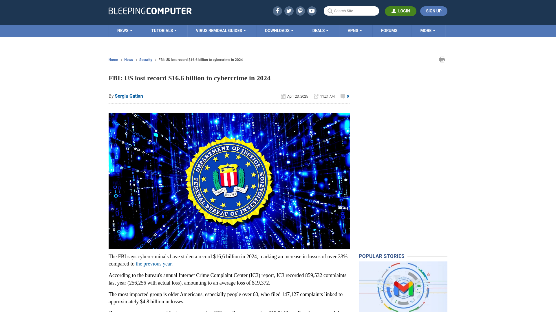 FBI: US lost record $16.6 billion to cybercrime in 2024