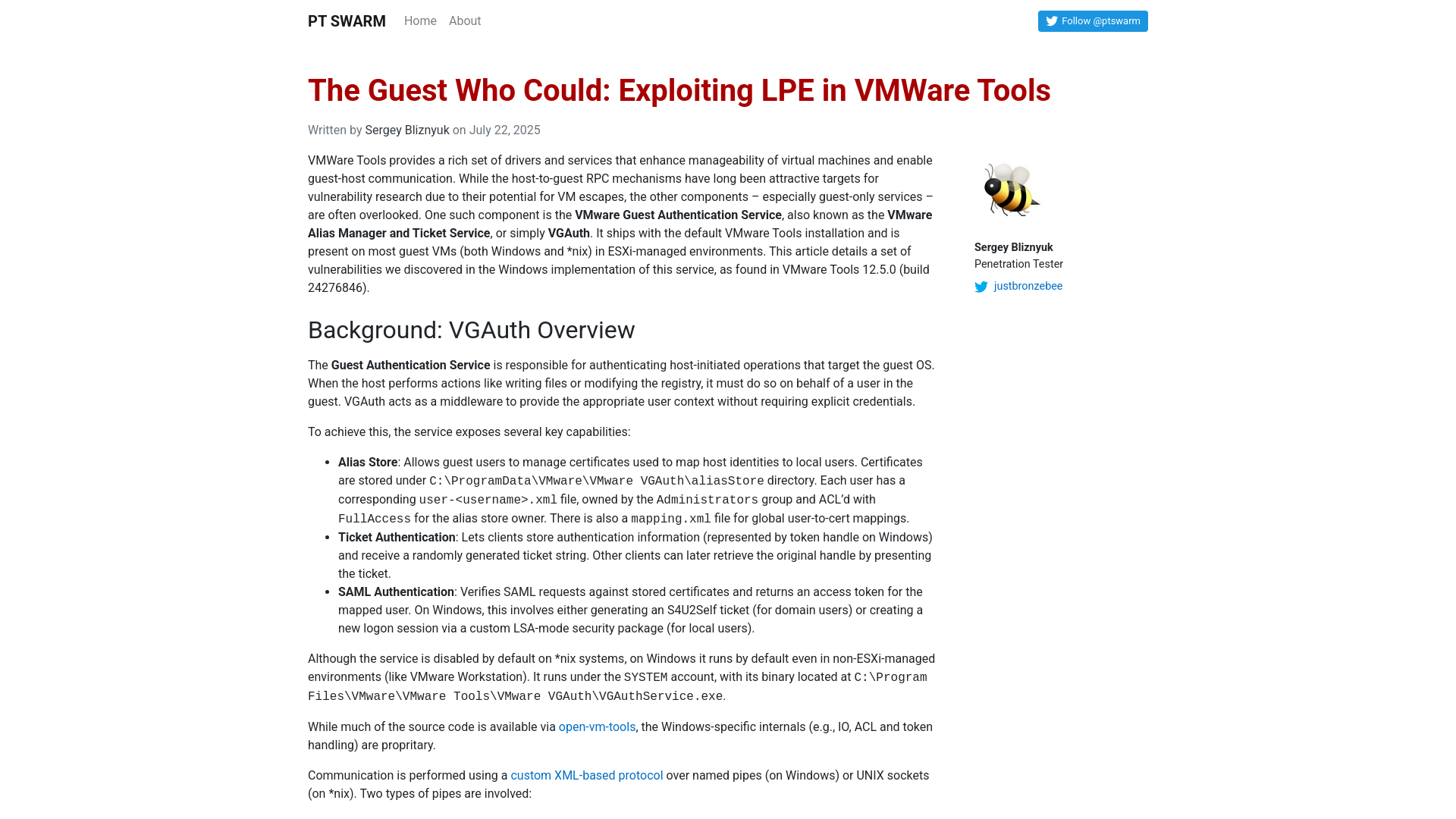 The Guest Who Could: Exploiting LPE in VMWare Tools – PT SWARM