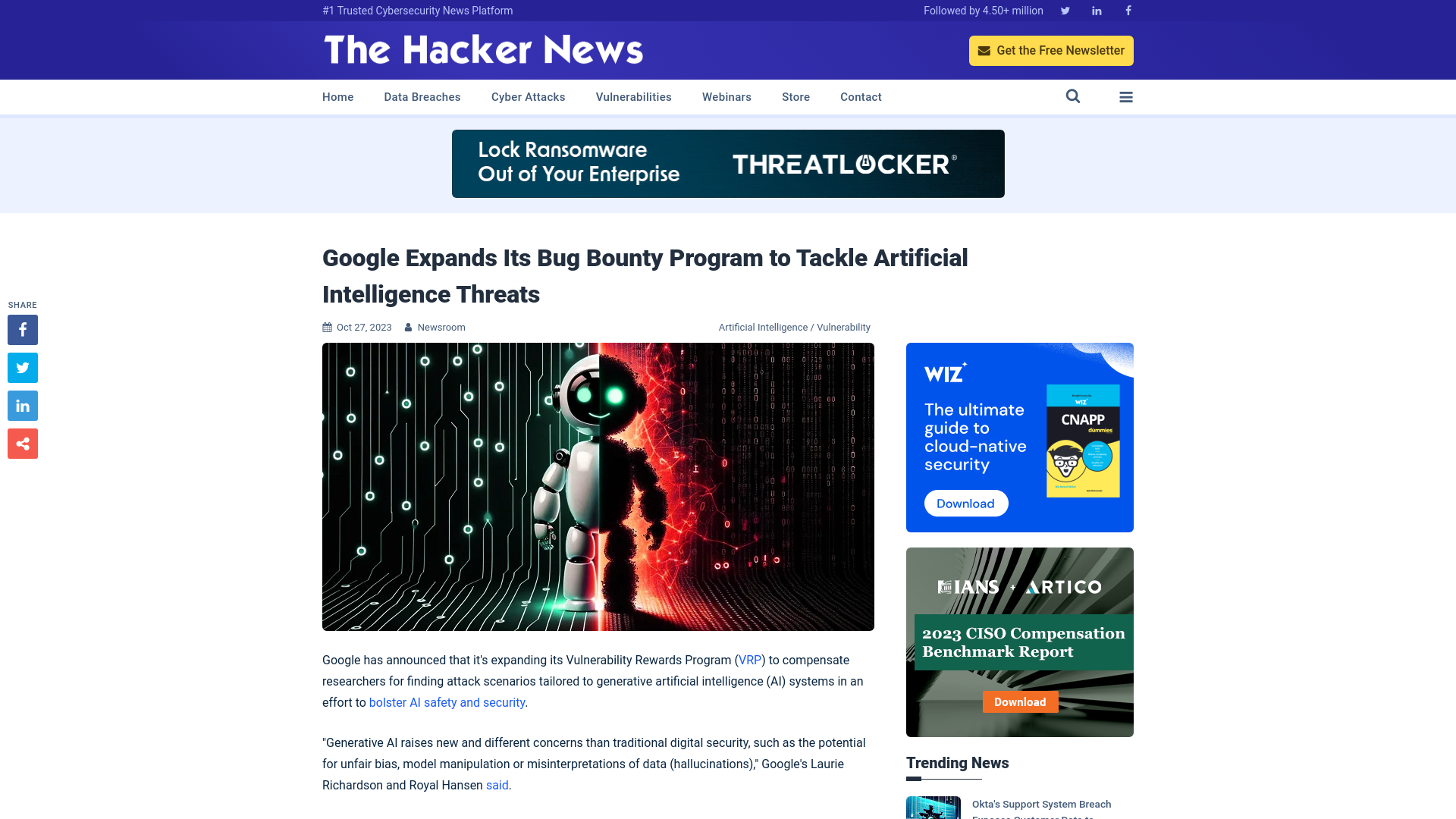 Google Expands Its Bug Bounty Program to Tackle Artificial Intelligence Threats