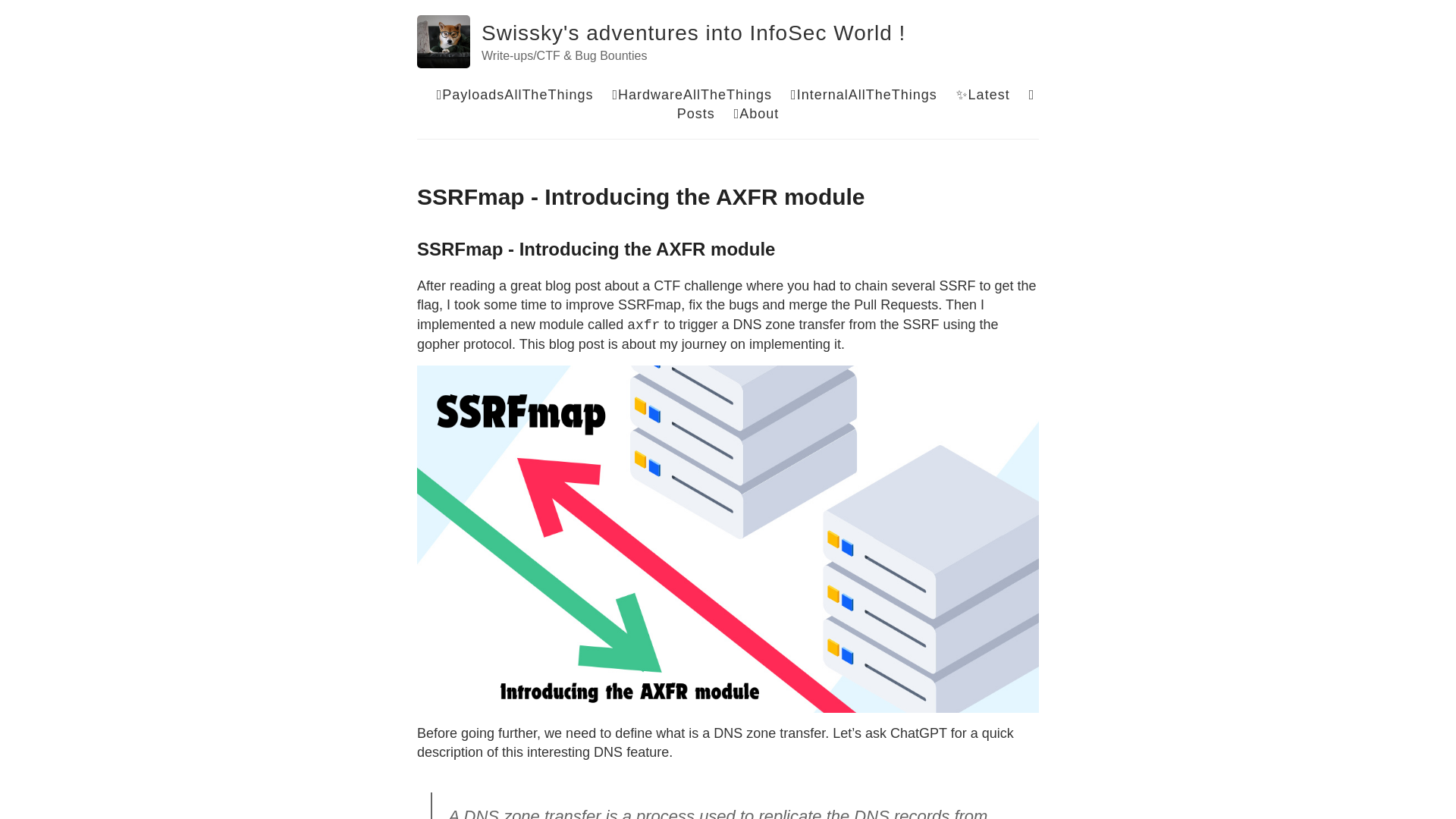 SSRFmap - Introducing the AXFR module | Swissky’s adventures into InfoSec World !