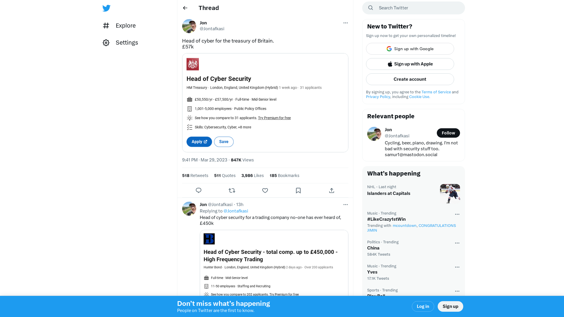 Jon on Twitter: "Head of cyber for the treasury of Britain. £57k https://t.co/rxbS6ssHSe" / Twitter
